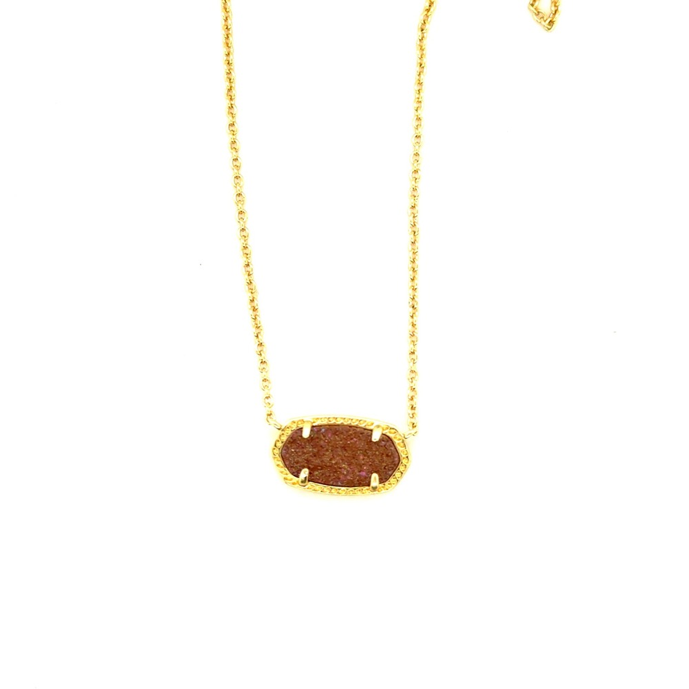 Kendra Scott Elisa Pendant‎ Necklace Gold Drusy Dainty Jewelry